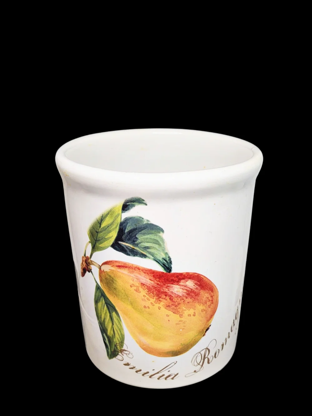 Vintage ceramic ValeriHome utensil holder with pear motif Emelia Romagna
